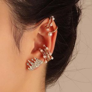 Stud Earrings Irregular Personality Nine-piece Set Of Earclip Ins Niche Temperament Geometry Pearl Ear Clip Earring