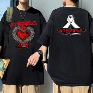 Herr t-shirts rockband manlig svart avslappnad kort ärm tees min kemiska romantik hjärtkulor tshirt män kvinnor överdimensionerade hip hop tshirt toppar j230217