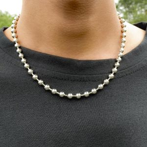 Choker KunJoe Punk Silber Farbe CCB Bead Kugelkette Halskette Für Männer Einfache Hip Hop Kleine Perlen Link Schmuck