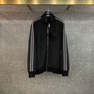 2023 najnowsza czarna kurtka ze stójką dla mężczyzn wysokiej jakości kurtki z przeszyciami w paski od najlepszych projektantów