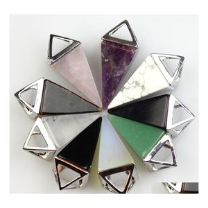 Charms naturlig kristall fyrkantig konform chakra sten pendum rose kvarts h￤ngen f￶r smycken tillbeh￶r diy g￶r yzedibleshop dr dhcnf