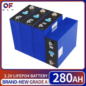 3.2V 280AH LIFEPO4 Batteriuppladdningsbar sol litiumjärnfosfat DIY -cell för 12V 24V 48V RV EV -båtar Golfvagnar RV gaffeltruck