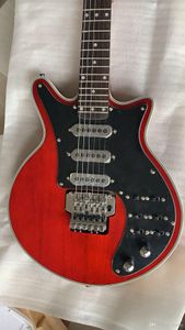 Neue Guild Brian May Clear Red Gitarre, schwarzes Schlagbrett, 3 Signature-Tonabnehmer, Tremolo-Brücke, 24 Bünde, doppeltes Rosenvibrato