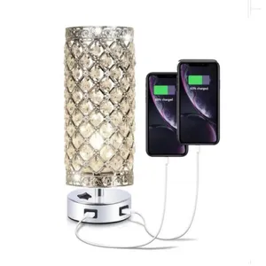 Table Lamps Modern And Simple USB Charging Lamp Wedding Room Living Study Bedroom Bedside Crystal Decorative Lighting