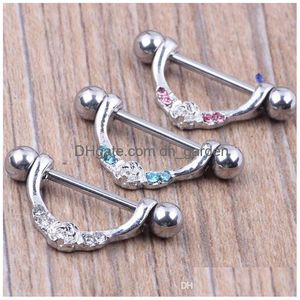 Nipple Rings Ring Body Piercing Fashion Jewelry 14G 316L Surgical Steel Bar Nickel New Design Mix 3 Color For Woman Drop Deli Dhgarden Dhuol