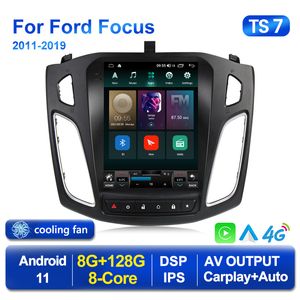 2 DIN Android 11 Player for Tesla Car DVD Radio para Ford Focus 3 Mk 3 2012 2012 - 2019 Multimídia GPS 2DIN CarPlay Estéreo BT