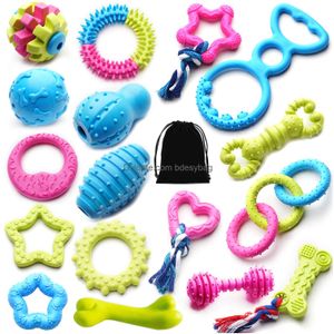 Dog Toys Chews прочный щенок для домашних животных Желчать, установите прорезывание зубов шариковой буксир, буксируйте игру игрушки, дизайн безопасности Drop Delive 2022 Amqjb