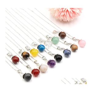 Pendant Necklaces Healing Crystal Natural Stone Magic Pointy Hat Charms Rose Quartz Tiger Eye Lapsi Pink Link Chain Necklace Carshop Dhnpy