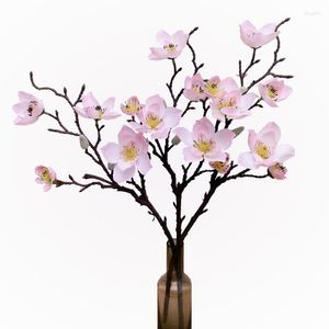 Decorative Flowers 2pcs Pink Artificial White Cherry Plum Blossom Lily Branch Silk For Wedding Home Decoration Indoor DIY Craft Fake Flower