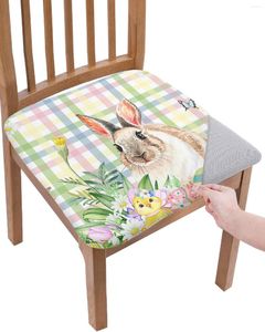 Stol täcker påskägg blomma färg säte täcker mat stretch kudde slipcover för hemkökstolar