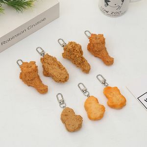 Simulation Fried Chicken Legs Nuggets Keychain Men's Women's Creative Funny Food Keychains Jewelry Gift Accessories
