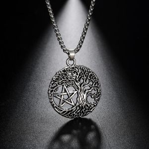 Kolye Kolye Teamer Vintage Life Ağacı Yggdrasil Pentacle Muset Star David Viking Tunes Portekiz Kolye Antik Gümüş Renk