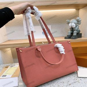 2023 Designer Women's Bag Rose Trianon Pink Onthego MM Tote Business Giant Monograms Womens Shopping Bag Bicolor Leather Top Handl278y