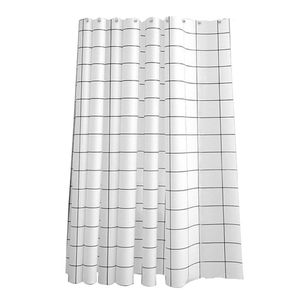 Shower Curtains With Hooks Nordic Style PEVA Waterproof Easy Install Curtain Hanging Home El Thickened Black White Grid Accessories