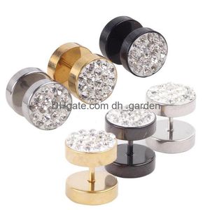 Plugs t￺neis serventes e cz preto cz gemas falsas Ear medidores de t￺neis Gasta de t￺nel 16g TRAGUS HELIX CARTILAGE PIERCING ST DHGARDEN DHNPY