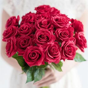 Fiori decorativi Bouquet di rami lunghi di rose di seta artificiale per la decorazione della casa di nozze fai da te Fiore finto Regalo di San Valentino