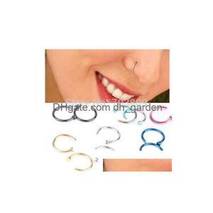 Nose Rings Studs New Arrival Mix 6 Colors Titanium Anodized Hoop Body Piercing Jewelry 4 Drop Delivery Dhgarden Dhzra