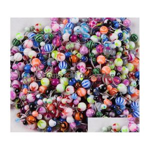 Navel Bell Button Rings 100Pcs/Lot Body Jewelry Piercing Eyebrow Belly Tongue Lip Bar Mixed Color Drop Delivery Dhgarden Dhlzp