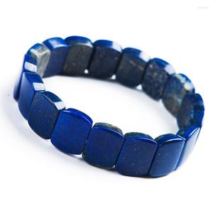 Strand oryginalny ciemnoniebieski lapis lazuli naturalny kamień prostokąta kryształowe koraliki bransoletka 15 5 mm