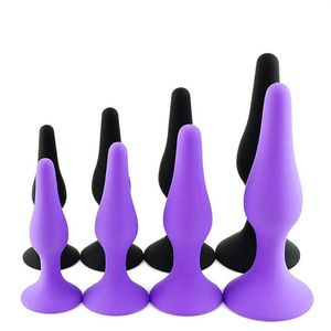 Anal Toys 4pcs set BuAnal Plug Trainer Kit Pleasurable Sex Toy Adult Silicone Sensuality Soft Safe Hypoallergenic181A