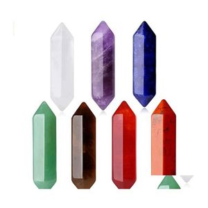 Stone Fashion Chakra Natural Hexagon Prism Form Aventurine Rose Quartz Charm f￶r smycken Making DHSeller2010 Drop Delivery DH2XS