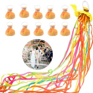 バナーフラグ10パックパーティーポッパーハンドスローストリーマー紙吹雪マジックペーパー結婚式のお祝いを提案する年の誕生日パーティーの装飾230217