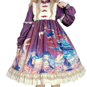 Casual Dresses Lolita Style Soft Girl Op Women Princess Dress Japanese Sweet Thicken Girls Jsk Party Starry Sky Printed Kawaii Clothes