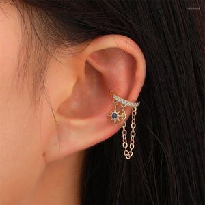 Backs Orecchini 1PC Rhinstone Star Ear Cuff per le donne Shiny Crystal Bone No Piercing a catena lunga Nappa Orecchino gioielli