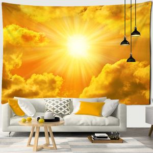 Tapestries Sunshine In Cloud Natural Scenery Tapestry Wall Hanging Aesthetic Room Decor Art Simple Background Fabric T230217