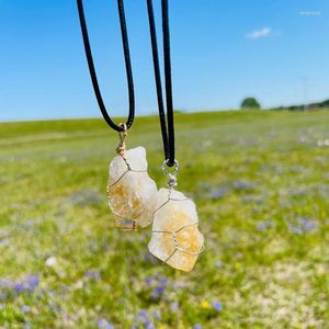 Pendant Necklaces Citrine Crystal Necklace | Wire Wrapped Reiki Charged Rough Natural Stone Raw Real Quartz Healing Jewelry