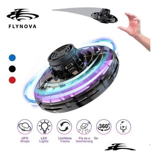 Electric/Rc Aircraft Flynova Fidget Spinner Toys 2020 New Ufo Flying Portable 360° Rotating Led Lights Decompression Drop Delivery Dhhyw