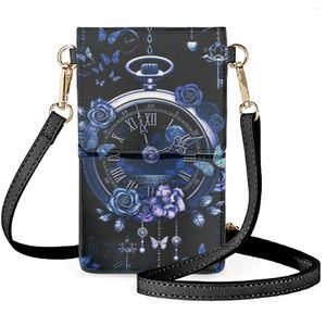 Вечерние сумки для разрывов карманные часы дизайн дизайна мобильный телефон классический романтическая розовая цветочная лопатка мессенджерская сумка женская сумка