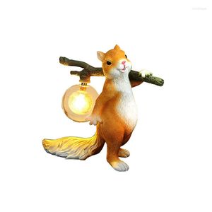 Table Lamps Cartoon Squirrel Led Lamp Tree Branch Resin Nordic Kids Bedside Lovely Gift Decorative Home Desk