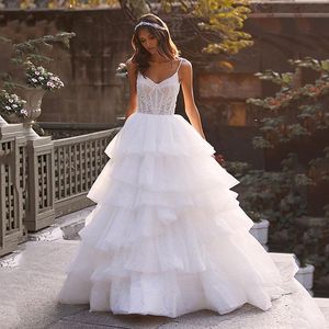 Wedding Dress Other Dresses Luxury A-Line Sleeveless Backless Three-dimensional Applique Gowns Spaghetti Strap Delicate Layered Shiny