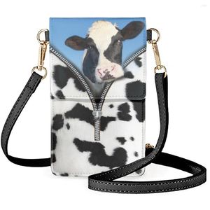 Torby wieczorowe Forudesigns Zipper Cow Design Flip Telefon Bag Ladie