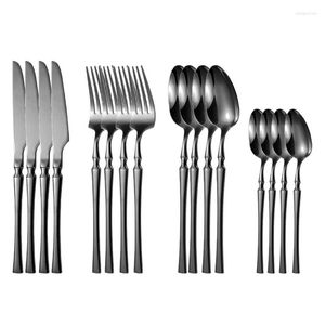Dinnerware Sets 16PCS Gold Stainless Steel Cutlery Set Fork Western Steak Knife Spoon Dinare Tableware Small Waist Talher