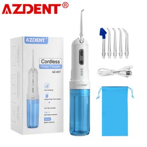Toothbrush AZDENT Fashion 4 Modes Portable Fold Electric Oral Irrigator USB Charging Water Dental Flosser Rechargeable 200ml 5 Jet Tips 230217