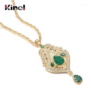 Chains Kinel 2023 Hawaiian Gold Color Women Pendant Necklace Hollow Metal Arabesque Leaf Long Chain Ethnic Wedding Jewelry1