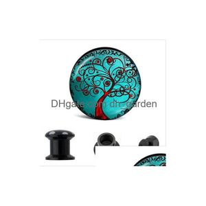 Plugs Tunnels Blue Tree Of Life Ear Plug Tunnel UV Akrylmätare 64 st mix 8 Size Body Expander Piercing Smycken Drop Deliv Dhgarden Dhxia