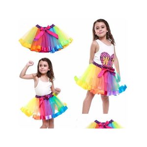 Bil dvr kjolar colorf tutu kjol barn kläder dansa balett pettiskirts regnbåge ruffled födelsedagsfest lc460 droppleverans baby ma dh9aq