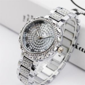 Relógios femininos Women Golden Watch for Lady Luxury Designer Brand Crystal Diamond Bracelet Bracelet Wristwatch Watch Relogio feminino257N
