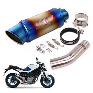 カーDVRモーターサイクル排気システム20032021 SV650スリップソンセットミドルパイプ51mmマフラーと取り外し可能なDBキラーエスケープステンレス鋼DHGA6