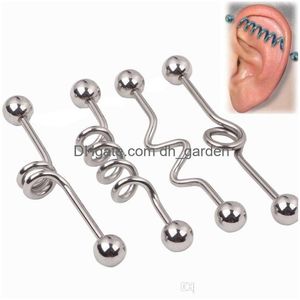 Plugs Tunnels Wholesale Fashion Surgical Steel Industrial Barbell Mticolor Ear Plug Body Piercing Jewelry Drop Delivery Dhgarden Dhpvl