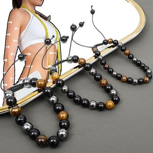 Strand Beaded Strands Natural Hematite Tiger Eye Beads Weight Loss Bracelet Handmade Slimming Women Energy Balance Jewelry