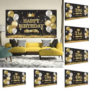 Party Decoration 20 21 30 40 50 60 70th Birthday Backdrop Gold Balloon Golden Woman Princess Pography Background For Po StudioParty PartyPar