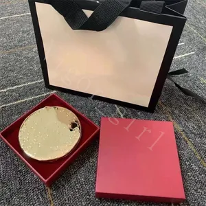 Luxury Compact Mirrors G Fashion acrylic cosmetic mirrors Folding Velvet dust bag mirror with gift box gold makeup tools Portable classic style