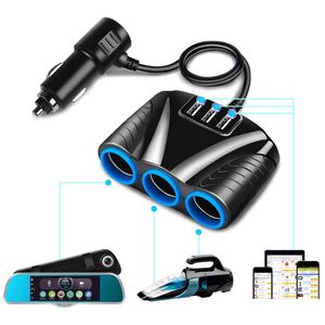 CAR DVR Annan Auto Electronics 12V24V CAR 3 -uttag Splitter Cigarettändare Socket Ports USB Charger Power Adapter för telefon iPad D DHCMV