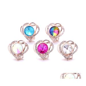 CLASPS HOOKS Colorf Rhinestone Fastener Heart 18mm Snap Button Clasp Gold Metal Charms f￶r Snaps Lover smyckesfynd Leverant￶rer DHG1A