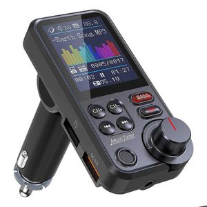 Car Dvr Bluetooth Car Kit 1.8Wireless Fm Transmitter Aux Supports Qc3.0 Charging Treble And Bass Sound Music Player Charger Quick Drop Dhsjt
