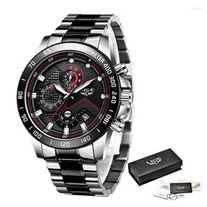 Нарученные часы Lige Fashion Mens Watch Top Wrist Watch Quartz Clock Black Men